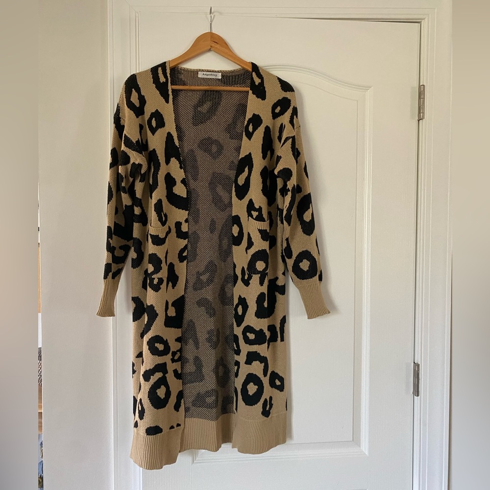 Cheetah print duster cardigan